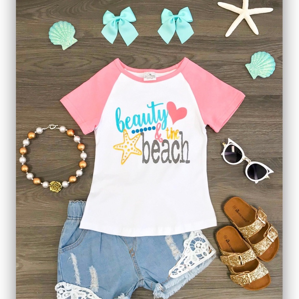 Pink “beauty & the beach” top